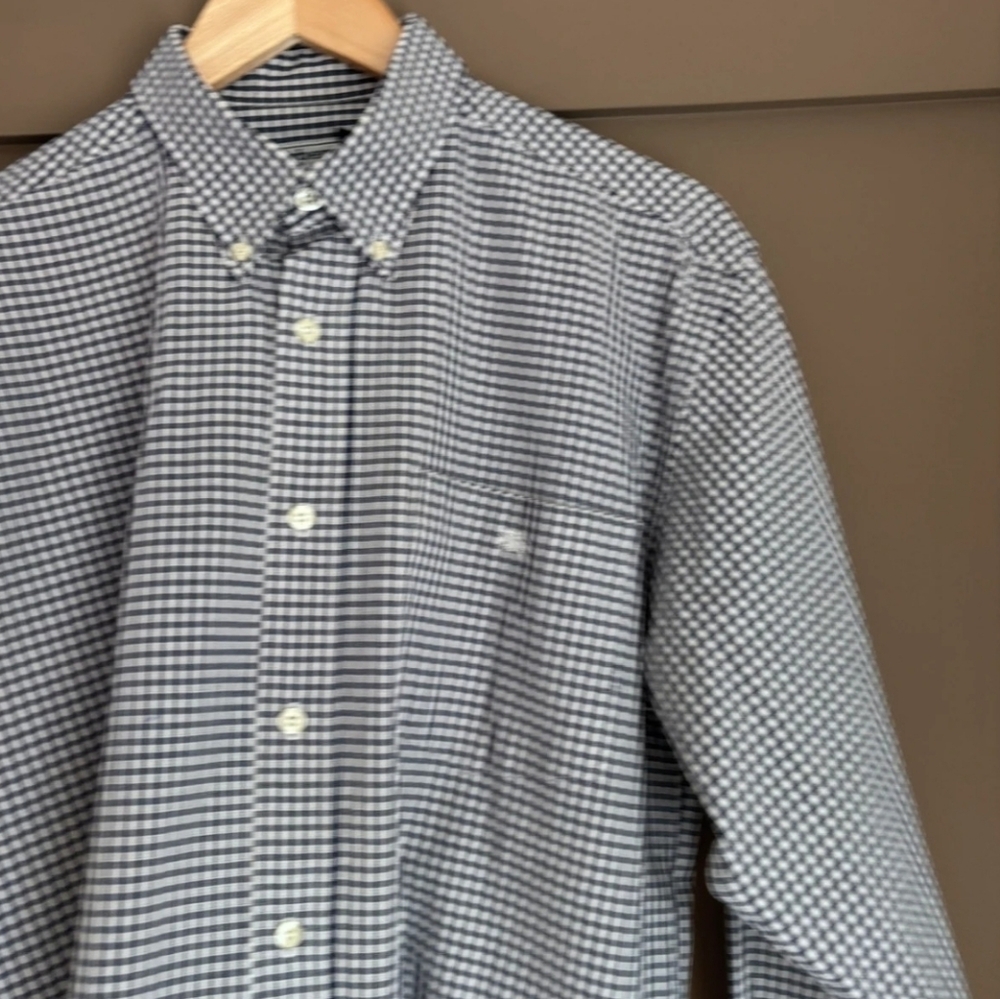 Burberry London Men’s Check Button Down Shirt Blue White Size L
